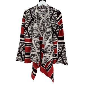 Knox Rose Open Front Drape Cardigan Women's‎ Size XS Aztec L/S Casual Colorful